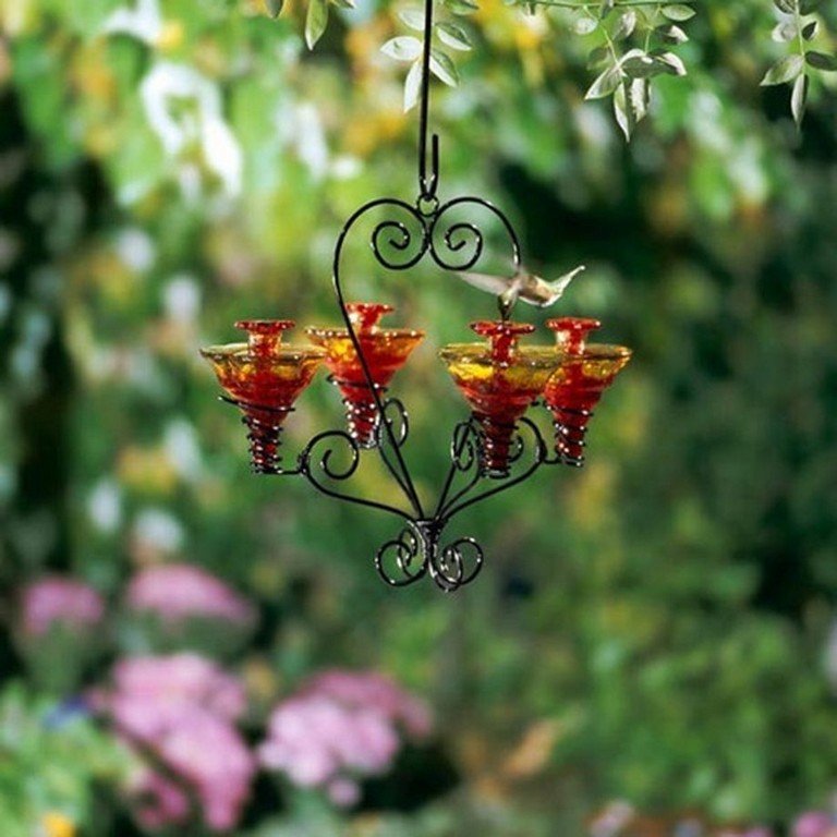 diy hummingbird feeder from chandelier