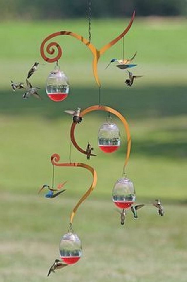 diy hummingbird feeder from chandelier